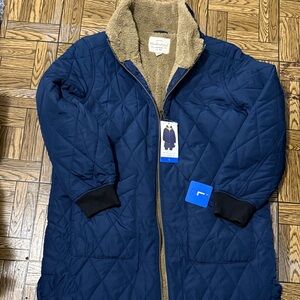 Universal Thread Quilted Blue Jacket with Shearling Collar